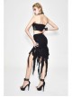 Irregular Mesh Strip Rough Selvedge Hem Black Punk Package Hip Half Skirt