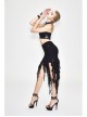 Irregular Mesh Strip Rough Selvedge Hem Black Punk Package Hip Half Skirt