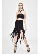 Irregular Mesh Strip Rough Selvedge Hem Black Punk Package Hip Half Skirt