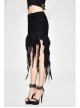 Irregular Mesh Strip Rough Selvedge Hem Black Punk Package Hip Half Skirt