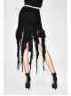 Irregular Mesh Strip Rough Selvedge Hem Black Punk Package Hip Half Skirt