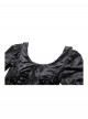 Black Elegant Velvet Unique Bat Deep U Neck Irregular Hem Gothic Style Long Sleeves Slim Dress