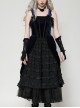 Blue Black Contrast Retro Gorgeous Lace Splicing Gothic Style Lolita Party Baby Doll Dress