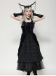 Blue Black Contrast Retro Gorgeous Lace Splicing Gothic Style Lolita Party Baby Doll Dress