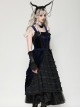 Blue Black Contrast Retro Gorgeous Lace Splicing Gothic Style Lolita Party Baby Doll Dress
