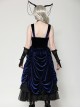 Blue Black Contrast Retro Gorgeous Lace Splicing Gothic Style Lolita Party Baby Doll Dress