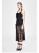 Black Hanging Neck Broken Holes Mesh Halter Punk Long Dress