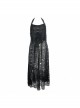 Black Hanging Neck Broken Holes Mesh Halter Punk Long Dress