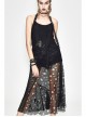 Black Hanging Neck Broken Holes Mesh Halter Punk Long Dress
