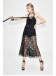 Black Hanging Neck Broken Holes Mesh Halter Punk Long Dress