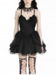 Black Swan Elegant Lace Mesh Patchwork Skirt Gothic Style Suspender Slim Dress