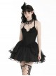 Black Swan Elegant Lace Mesh Patchwork Skirt Gothic Style Suspender Slim Dress