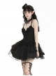 Black Swan Elegant Lace Mesh Patchwork Skirt Gothic Style Suspender Slim Dress