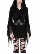 Black Dark Irregular Hole Design Gothic Style Long Sleeves Slim Hooded Dress