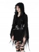 Black Dark Irregular Hole Design Gothic Style Long Sleeves Slim Hooded Dress