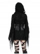 Black Dark Irregular Hole Design Gothic Style Long Sleeves Slim Hooded Dress