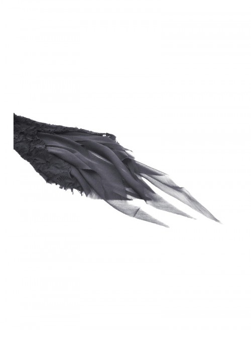 Black Dark Irregular Hole Design Gothic Style Long Sleeves Slim Hooded Dress