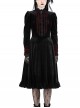Black Red Stitching Dark Vampire Style Luxury Velvet Exquisite Lace Decoration Gothic Style Dress