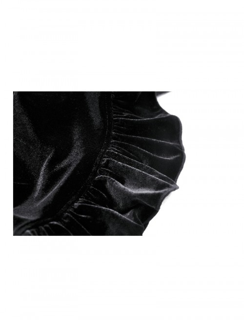 Black Red Stitching Dark Vampire Style Luxury Velvet Exquisite Lace Decoration Gothic Style Dress