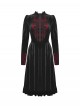 Black Red Stitching Dark Vampire Style Luxury Velvet Exquisite Lace Decoration Gothic Style Dress
