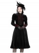 Black Red Stitching Dark Vampire Style Luxury Velvet Exquisite Lace Decoration Gothic Style Dress