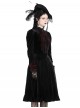 Black Red Stitching Dark Vampire Style Luxury Velvet Exquisite Lace Decoration Gothic Style Dress