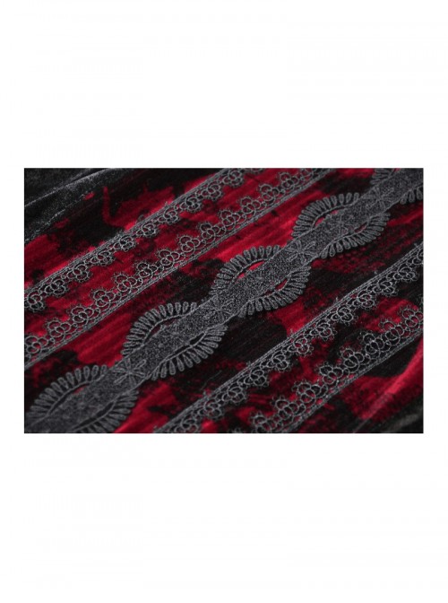 Black Red Stitching Dark Vampire Style Luxury Velvet Exquisite Lace Decoration Gothic Style Dress