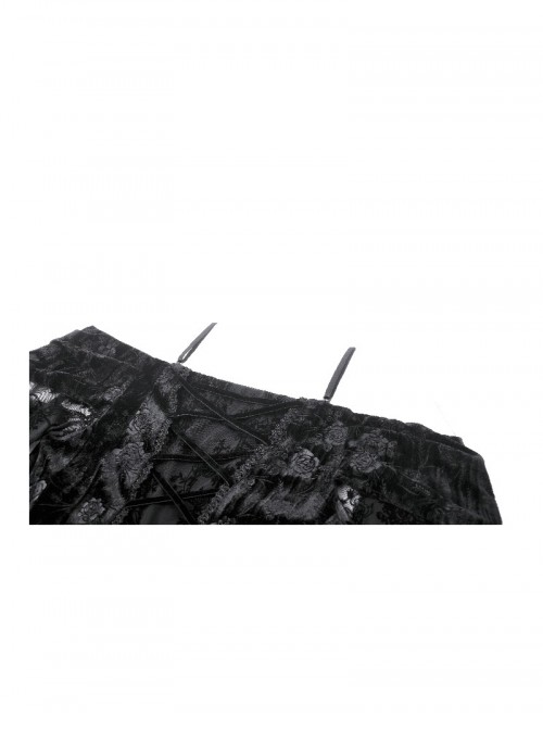 Black Sexy Dreamy One Shoulder Design Exquisite Layered Lace Gothic Style Trumpet Sleeves Dress