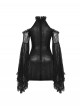 Black Sexy Halterneck Off Shoulder Design Retro Flared Sleeves Exquisite Lace Decoration Gothic Style Dress
