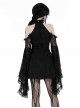Black Sexy Halterneck Off Shoulder Design Retro Flared Sleeves Exquisite Lace Decoration Gothic Style Dress