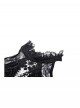Black Sexy Halterneck Off Shoulder Design Retro Flared Sleeves Exquisite Lace Decoration Gothic Style Dress