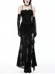 Black Sexy Lace Stitching Perspective Side Slit Design Gothic Style Slim Suspender Dress