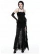 Black Sexy Lace Stitching Perspective Side Slit Design Gothic Style Slim Suspender Dress