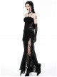 Black Sexy Lace Stitching Perspective Side Slit Design Gothic Style Slim Suspender Dress