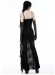 Black Sexy Lace Stitching Perspective Side Slit Design Gothic Style Slim Suspender Dress