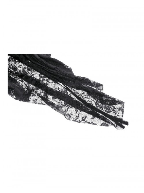 Black Gorgeous Lace Stitching Exquisite Dark Pattern Luxury Trailing Gothic Style Suspender Dress