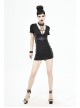 Deep V Inverted Pentagram Lace-Up Waist Leathrt Hasp Black Tight Punk Dress
