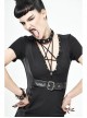 Deep V Inverted Pentagram Lace-Up Waist Leathrt Hasp Black Tight Punk Dress