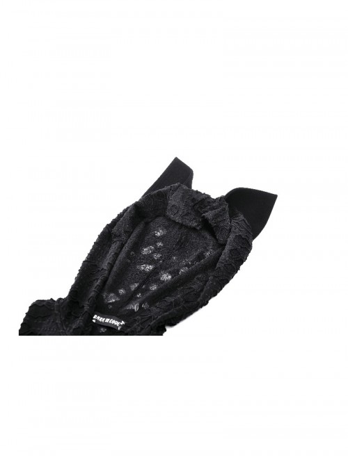 Black Personality Devil Cat Ears Hooded Design Irregular Hole Decoration Punk Style Slim Dress