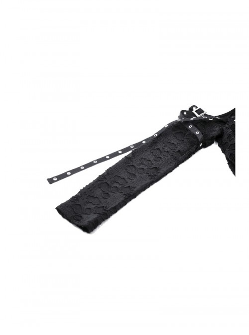 Black Personality Devil Cat Ears Hooded Design Irregular Hole Decoration Punk Style Slim Dress