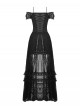 Black Elegant Sexy One Shoulder Design Retro Slim Lace Decoration Gothic Style Dress