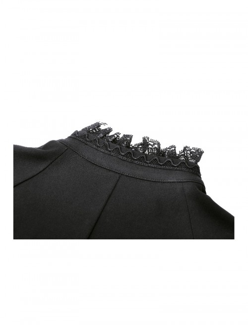 Black Red Retro Bow Tie Decorated Little Devil Tail Trailing Gothic Style Shirt Dress