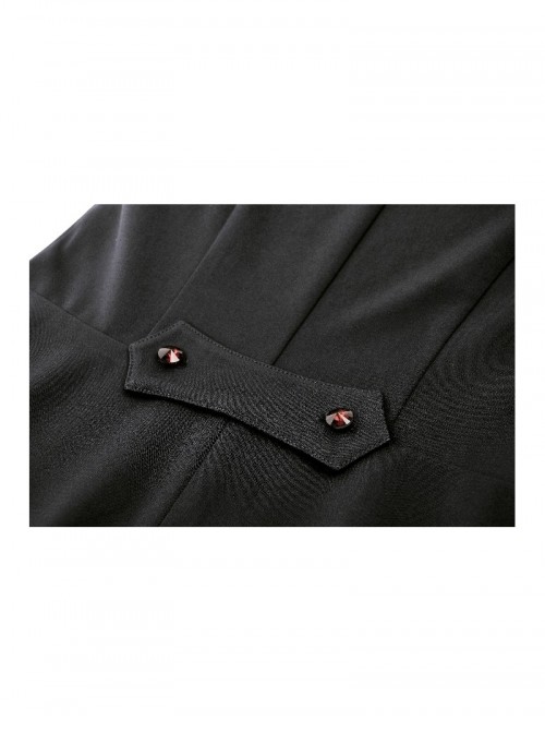 Black Red Retro Bow Tie Decorated Little Devil Tail Trailing Gothic Style Shirt Dress