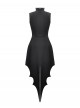 Black Red Retro Bow Tie Decorated Little Devil Tail Trailing Gothic Style Shirt Dress