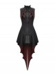 Black Red Retro Bow Tie Decorated Little Devil Tail Trailing Gothic Style Shirt Dress