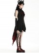 Black Red Retro Bow Tie Decorated Little Devil Tail Trailing Gothic Style Shirt Dress