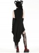 Black Red Retro Bow Tie Decorated Little Devil Tail Trailing Gothic Style Shirt Dress