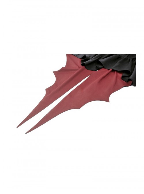 Black Red Retro Bow Tie Decorated Little Devil Tail Trailing Gothic Style Shirt Dress