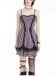 Black Purple Sexy Tube Top Striped Knitted Lace Stitching Punk Style Slim Dress