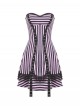 Black Purple Sexy Tube Top Striped Knitted Lace Stitching Punk Style Slim Dress